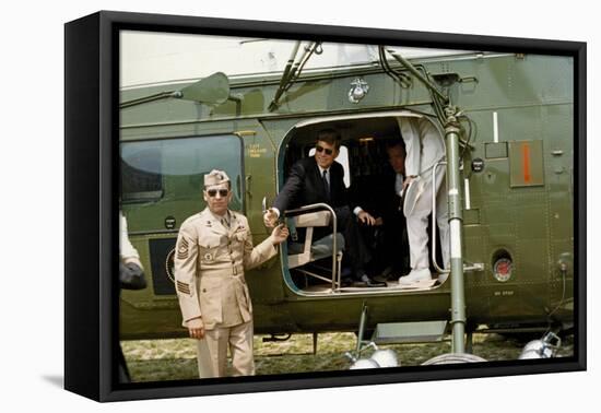 Presideent John F. Kennedy Sitting Inside Helicopter-Stocktrek Images-Framed Premier Image Canvas