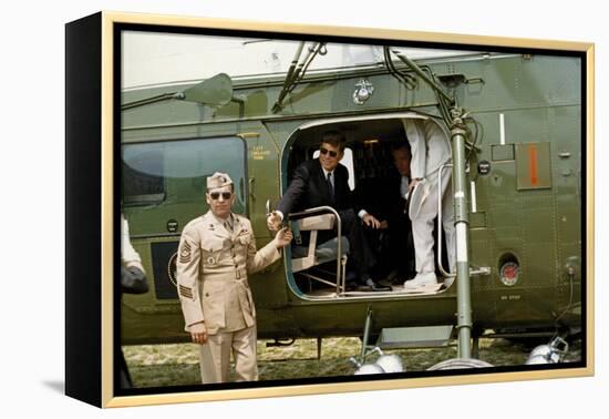 Presideent John F. Kennedy Sitting Inside Helicopter-Stocktrek Images-Framed Premier Image Canvas