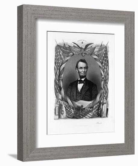 President Abraham Lincoln engraving.-Vernon Lewis Gallery-Framed Premium Giclee Print