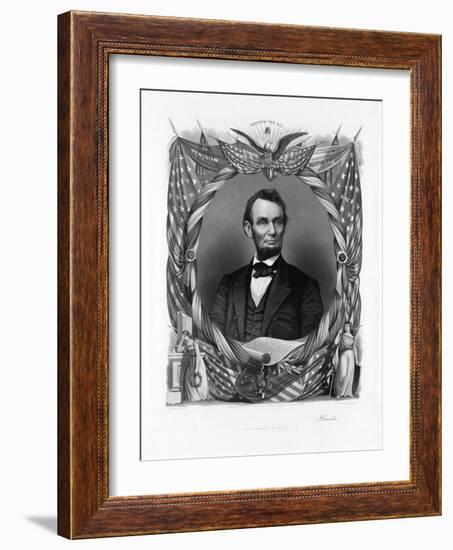 President Abraham Lincoln engraving.-Vernon Lewis Gallery-Framed Art Print