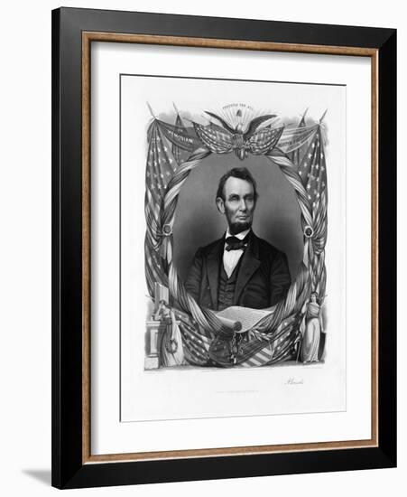 President Abraham Lincoln engraving.-Vernon Lewis Gallery-Framed Art Print