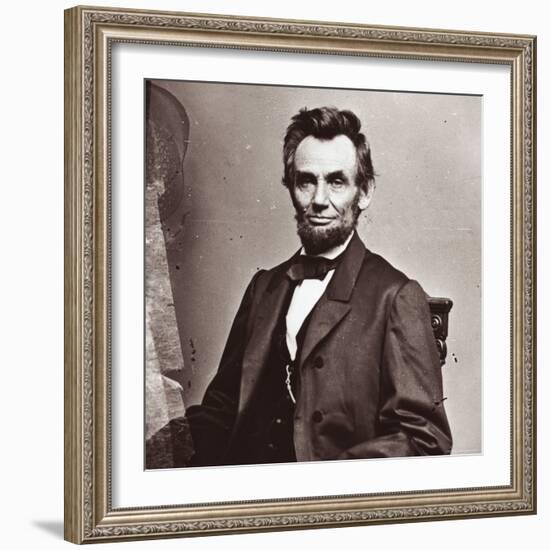 President Abraham Lincoln's Second Inauguration, Wearing a Coat Crafted For Him by Brooks Brothers-Mathew Brady-Framed Photographic Print
