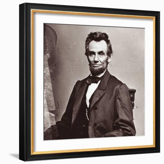 President Abraham Lincoln's Second Inauguration, Wearing a Coat Crafted For Him by Brooks Brothers-Mathew Brady-Framed Photographic Print