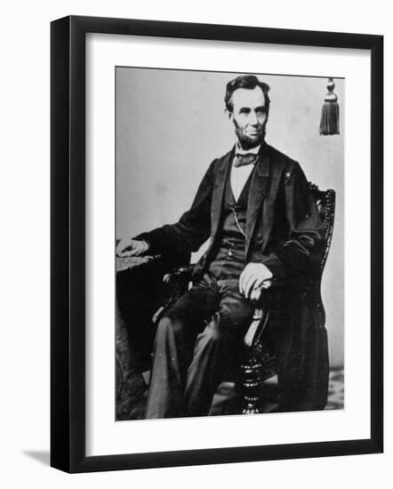 President Abraham Lincoln Sitting in a Chair-null-Framed Photographic Print