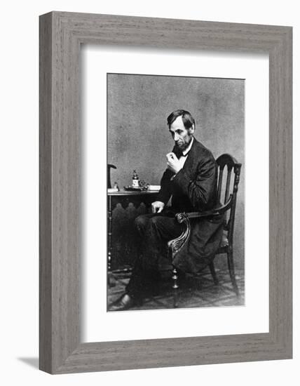 President Abraham Lincoln Sitting in Chair-null-Framed Photographic Print