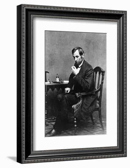 President Abraham Lincoln Sitting in Chair-null-Framed Photographic Print