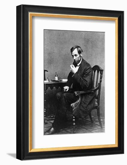 President Abraham Lincoln Sitting in Chair-null-Framed Photographic Print