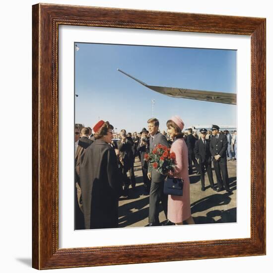 President and Jacqueline Kennedy Arrive at Dallas's Love Field, Nov. 22, 1963-null-Framed Photo