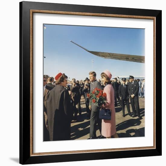 President and Jacqueline Kennedy Arrive at Dallas's Love Field, Nov. 22, 1963-null-Framed Photo