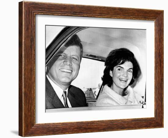 President and Jacqueline Kennedy in Palm Beach, Florida-null-Framed Photo