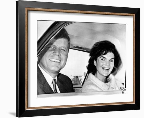 President and Jacqueline Kennedy in Palm Beach, Florida-null-Framed Photo