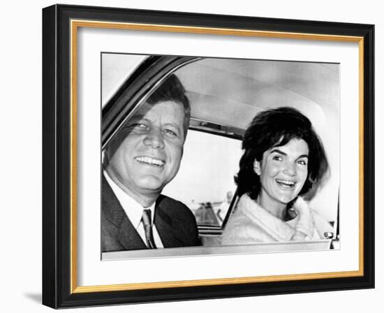 President and Jacqueline Kennedy in Palm Beach, Florida-null-Framed Photo