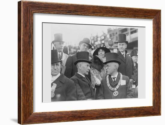 President and Mrs. Coolidge at Laying of Cornerstone of George Washington Masonic National Memorial-null-Framed Art Print
