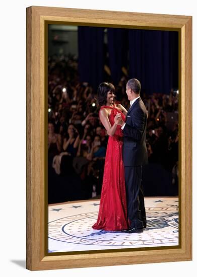 President Barack and Michelle Obama Dance at the Commander in Chief Inaugural Ball-null-Framed Stretched Canvas