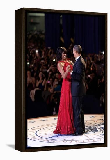 President Barack and Michelle Obama Dance at the Commander in Chief Inaugural Ball-null-Framed Stretched Canvas