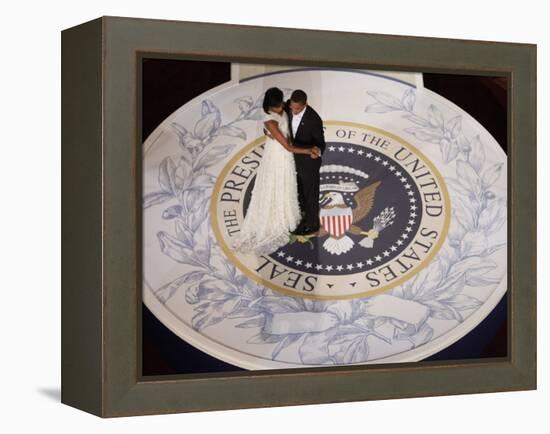 President Barack Obama and First Lady Dance at the Commander in Chief Inaugural Ball-null-Framed Premier Image Canvas