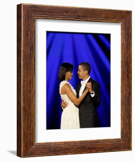 President Barack Obama and First Lady Dance Together at Neighborhood Inaugural Ball in Washington-null-Framed Photographic Print