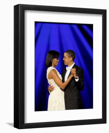 President Barack Obama and First Lady Dance Together at Neighborhood Inaugural Ball in Washington-null-Framed Photographic Print