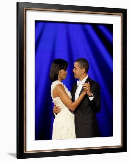 President Barack Obama and First Lady Dance Together at Neighborhood Inaugural Ball in Washington-null-Framed Photographic Print