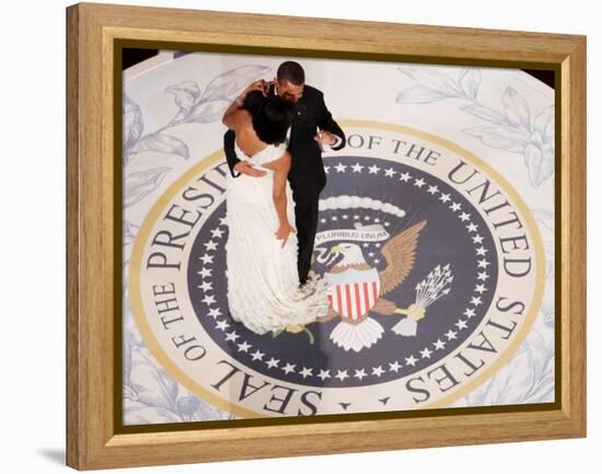 President Barack Obama and First Lady Michelle Dance, Commander in Chief Ball, January 20, 2009-null-Framed Premier Image Canvas