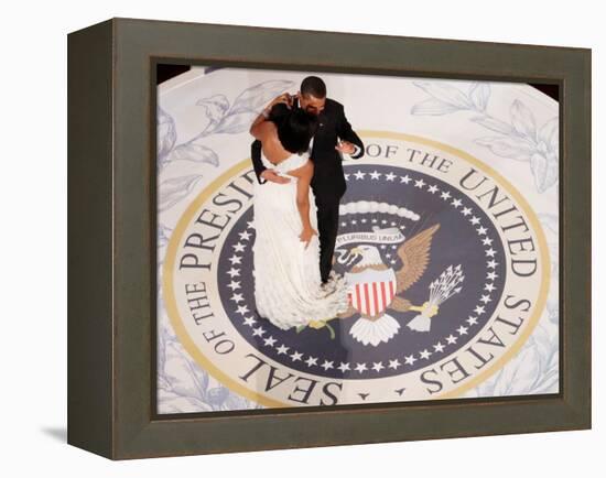 President Barack Obama and First Lady Michelle Dance, Commander in Chief Ball, January 20, 2009-null-Framed Premier Image Canvas