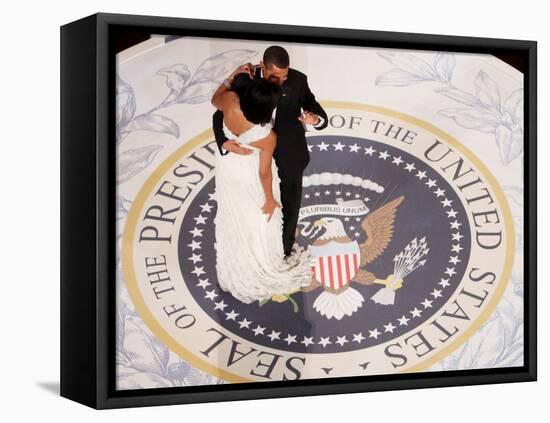 President Barack Obama and First Lady Michelle Dance, Commander in Chief Ball, January 20, 2009-null-Framed Premier Image Canvas