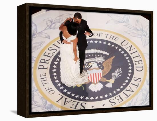 President Barack Obama and First Lady Michelle Dance, Commander in Chief Ball, January 20, 2009-null-Framed Premier Image Canvas