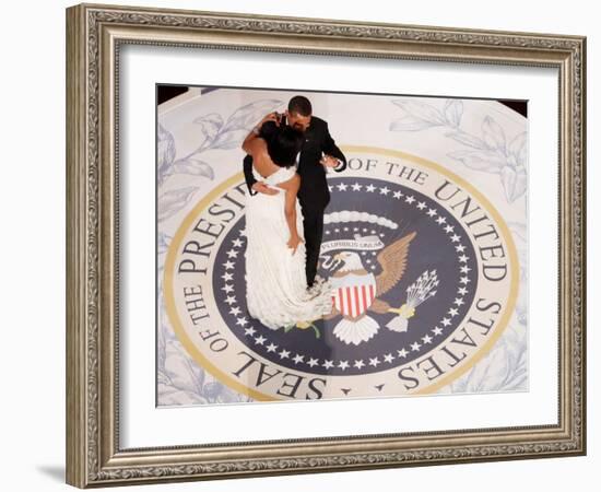 President Barack Obama and First Lady Michelle Dance, Commander in Chief Ball, January 20, 2009-null-Framed Photographic Print