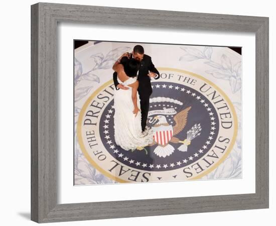 President Barack Obama and First Lady Michelle Dance, Commander in Chief Ball, January 20, 2009-null-Framed Photographic Print