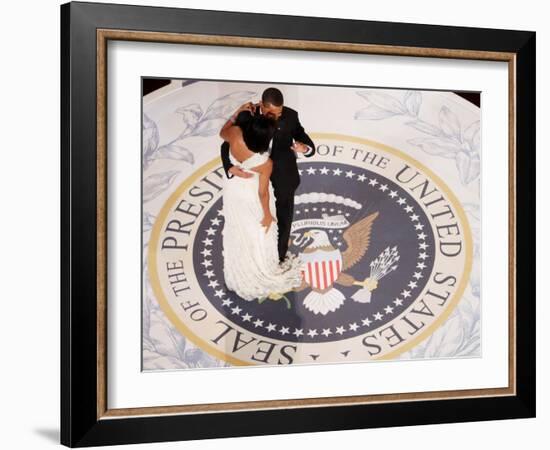 President Barack Obama and First Lady Michelle Dance, Commander in Chief Ball, January 20, 2009-null-Framed Photographic Print