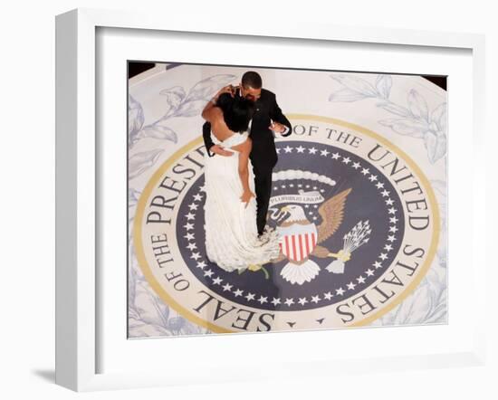 President Barack Obama and First Lady Michelle Dance, Commander in Chief Ball, January 20, 2009-null-Framed Photographic Print