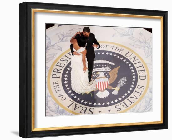 President Barack Obama and First Lady Michelle Dance, Commander in Chief Ball, January 20, 2009-null-Framed Photographic Print