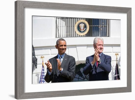 President Barack Obama and Former Pres. Bill Clinton on the 20th Anniversary of the Americorps-null-Framed Photo