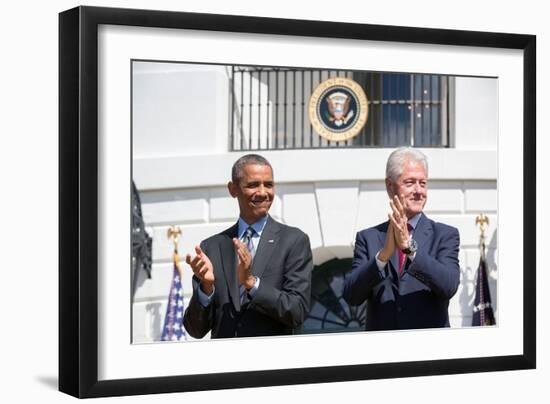 President Barack Obama and Former Pres. Bill Clinton on the 20th Anniversary of the Americorps-null-Framed Premium Photographic Print