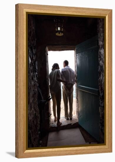 President Barack Obama and Michelle at the 'Door of No Return'-null-Framed Stretched Canvas