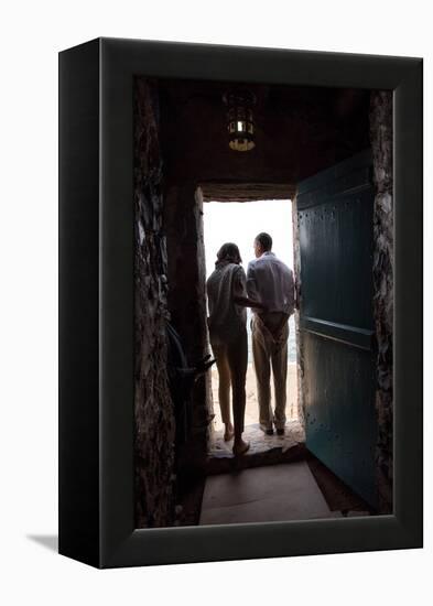 President Barack Obama and Michelle at the 'Door of No Return'-null-Framed Stretched Canvas