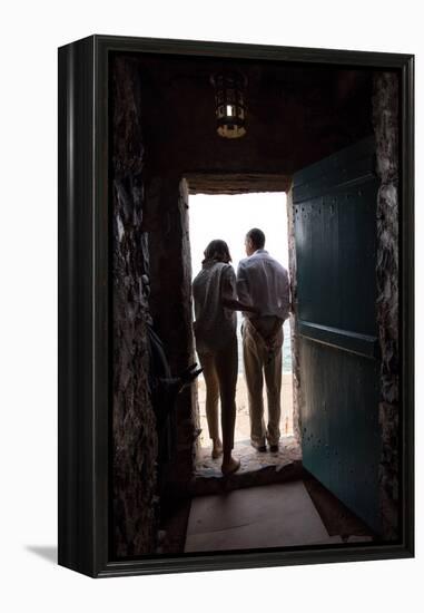 President Barack Obama and Michelle at the 'Door of No Return'-null-Framed Stretched Canvas