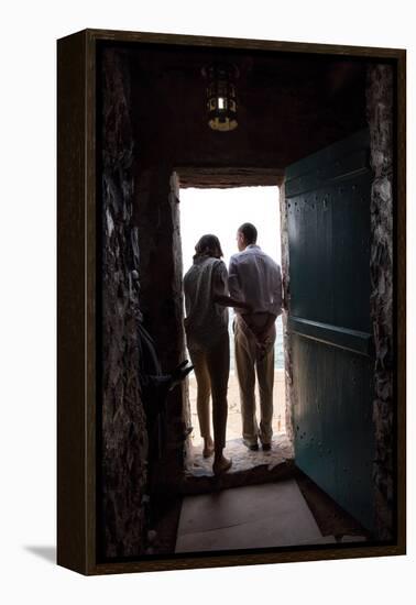 President Barack Obama and Michelle at the 'Door of No Return'-null-Framed Stretched Canvas