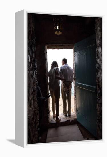 President Barack Obama and Michelle at the 'Door of No Return'-null-Framed Stretched Canvas