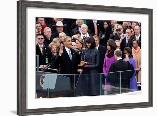President Barack Obama During the Public Inaugural Swearing-In Ceremony, Jan. 21, 2013-null-Framed Photo