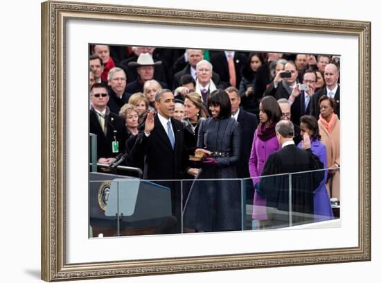 President Barack Obama During the Public Inaugural Swearing-In Ceremony, Jan. 21, 2013-null-Framed Photo