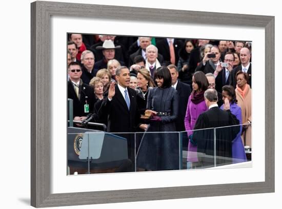 President Barack Obama During the Public Inaugural Swearing-In Ceremony, Jan. 21, 2013-null-Framed Photo