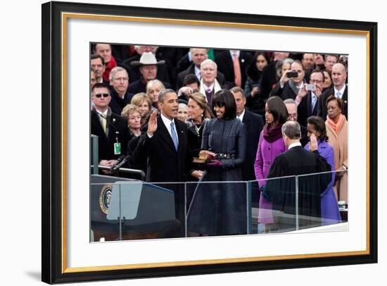 President Barack Obama During the Public Inaugural Swearing-In Ceremony, Jan. 21, 2013-null-Framed Photo