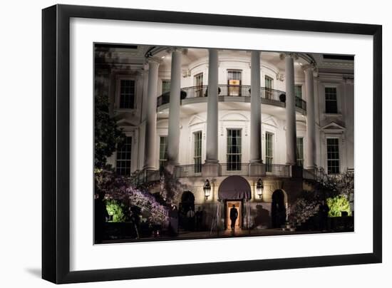 President Barack Obama Enters the South Portico of the White House at Night on March 30, 2012-null-Framed Premium Photographic Print