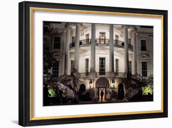 President Barack Obama Enters the South Portico of the White House at Night on March 30, 2012-null-Framed Premium Photographic Print