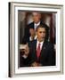 President Barack Obama Gestures While Delivering Speech on Healthcare to Joint Session of Congress-null-Framed Photographic Print