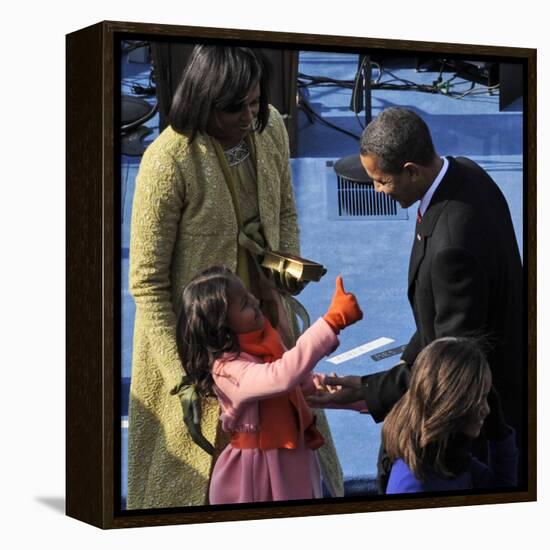 President Barack Obama is Congratulated by his Daughter after Taking the Oath of Office, Washington-null-Framed Premier Image Canvas