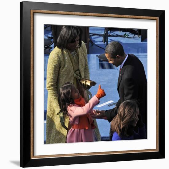 President Barack Obama is Congratulated by his Daughter after Taking the Oath of Office, Washington-null-Framed Photographic Print