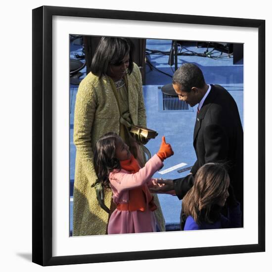 President Barack Obama is Congratulated by his Daughter after Taking the Oath of Office, Washington-null-Framed Photographic Print