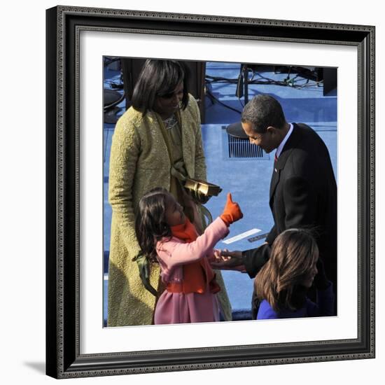 President Barack Obama is Congratulated by his Daughter after Taking the Oath of Office, Washington-null-Framed Photographic Print